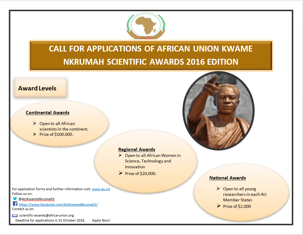 Opportunity For Zimbabwean Youth: African Union Kwame Nkrumah Scientific Awards 2016 Edition