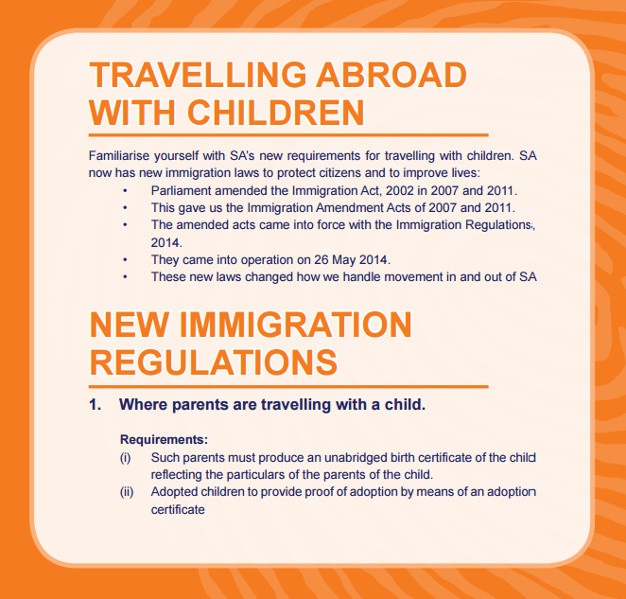 New SA immigration requirements  for minors2