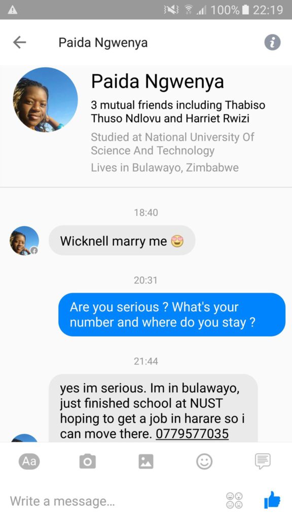 Here is How Wicknell Responds To A Facebook Marriage Request 