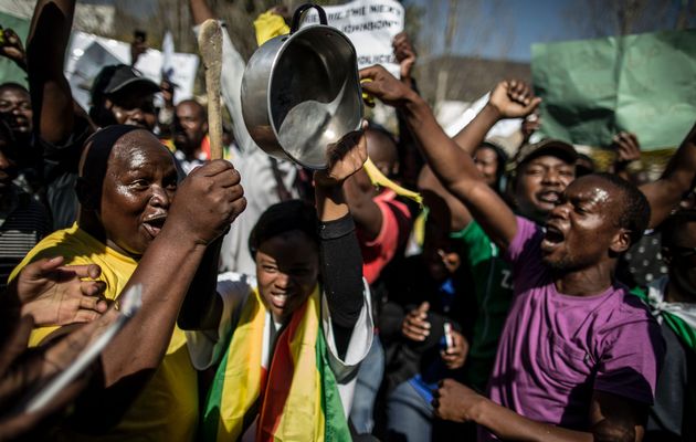 #ThisFlag Pretoria Protestors Beat Man For Being Zanu PF Agent