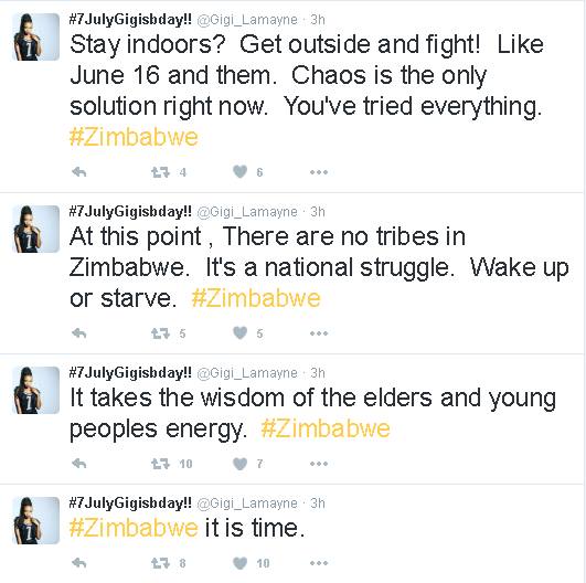 ''Get Inside And Fight Like June 16 And Them Zimbabwe It Is Time'' Says Gigi Lamayane 